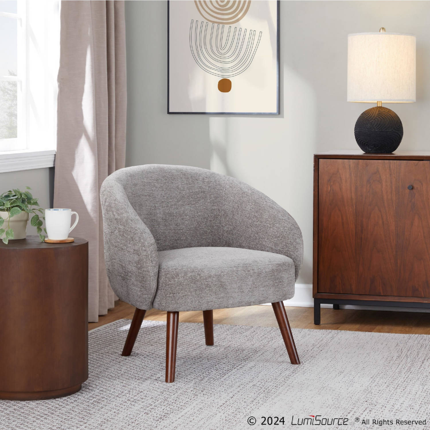 Lumisource CHR-ASHLNDFB WLGY Ashland Accent Lounge Chair in Grey